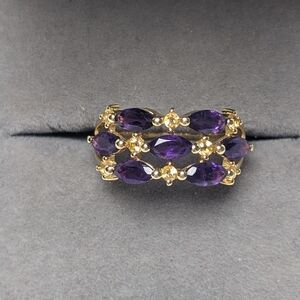 Sterling Silver Gold Plated Amethyst & Citrine Ring 1.85ct Womens Size 7.5
